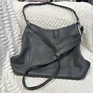 Charming Charlie Large Gray Tote Bag, Two Straps, soft Supple VEGAN Leather